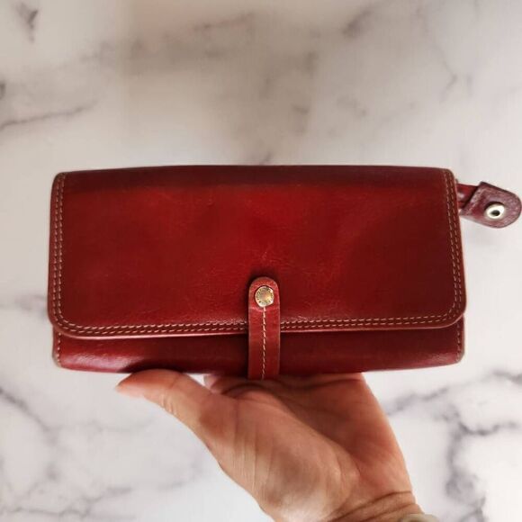Fossil brick red genuine leather envelope wallet purse y2k - Picture 5 of 8